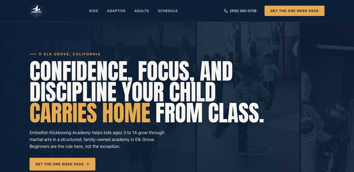 Embellish homepage with a benefits-led headline, reassurance for beginners, and a one-week-pass button.